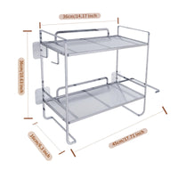 Mensole da bagno GARVEE, 2 ripiani con porta carta igienica e 2 ganci, argento, 45x16x36 cm, salvaspazio moderno