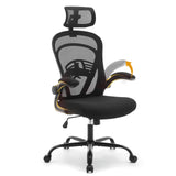 Garvee Sedia Ufficio Ergonomica con Supporto Lombare e Braccioli Ribaltabili, Metallo, Sedile Larghezza Extra, Nero, Studio e Camera - Nero