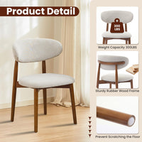 Set di 2 sedie da pranzo in legno Garvee, stile moderno di metà secolo, imbottite, per cucina e sala da pranzo, beige, salvaspazio