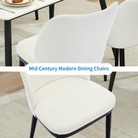 Garvee Set di 2 sedie da pranzo in lino con seduta imbottita e gambe in legno per cucina e bar, bianco sporco, imbottite ergonomicamente, moderne