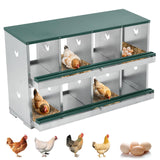 Garvee Scatola per Galline 10 Scomparti in Acciaio Zincato Ventilata per Fattoria, Montaggio Rapido, Protezione Uova, Facile Pulizia - Verde