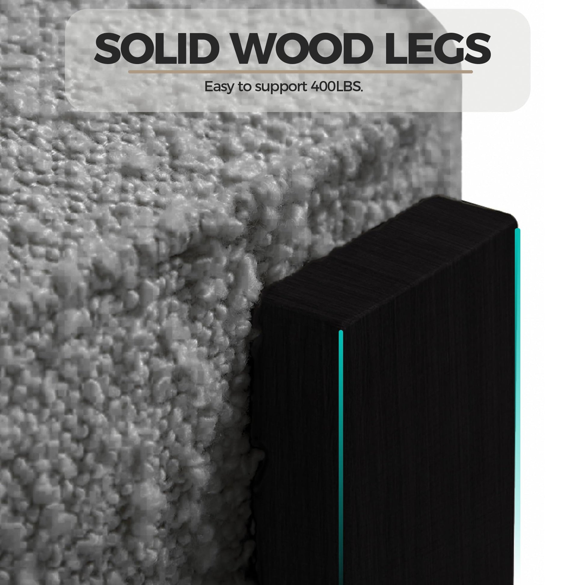 Sedie da pranzo Garvee, set da 2, tessuto bouclé, schienale ergonomico, gambe in legno di caucciù, moderne, comode, per sala da pranzo e soggiorno