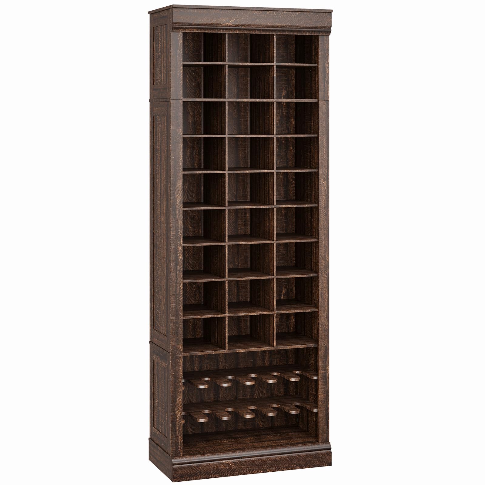 Scarpiera Garvee a 10 ripiani con 30 scomparti, vano portaoggetti alto, materiale MDF, antiribaltamento per corridoio e soggiorno, bianco