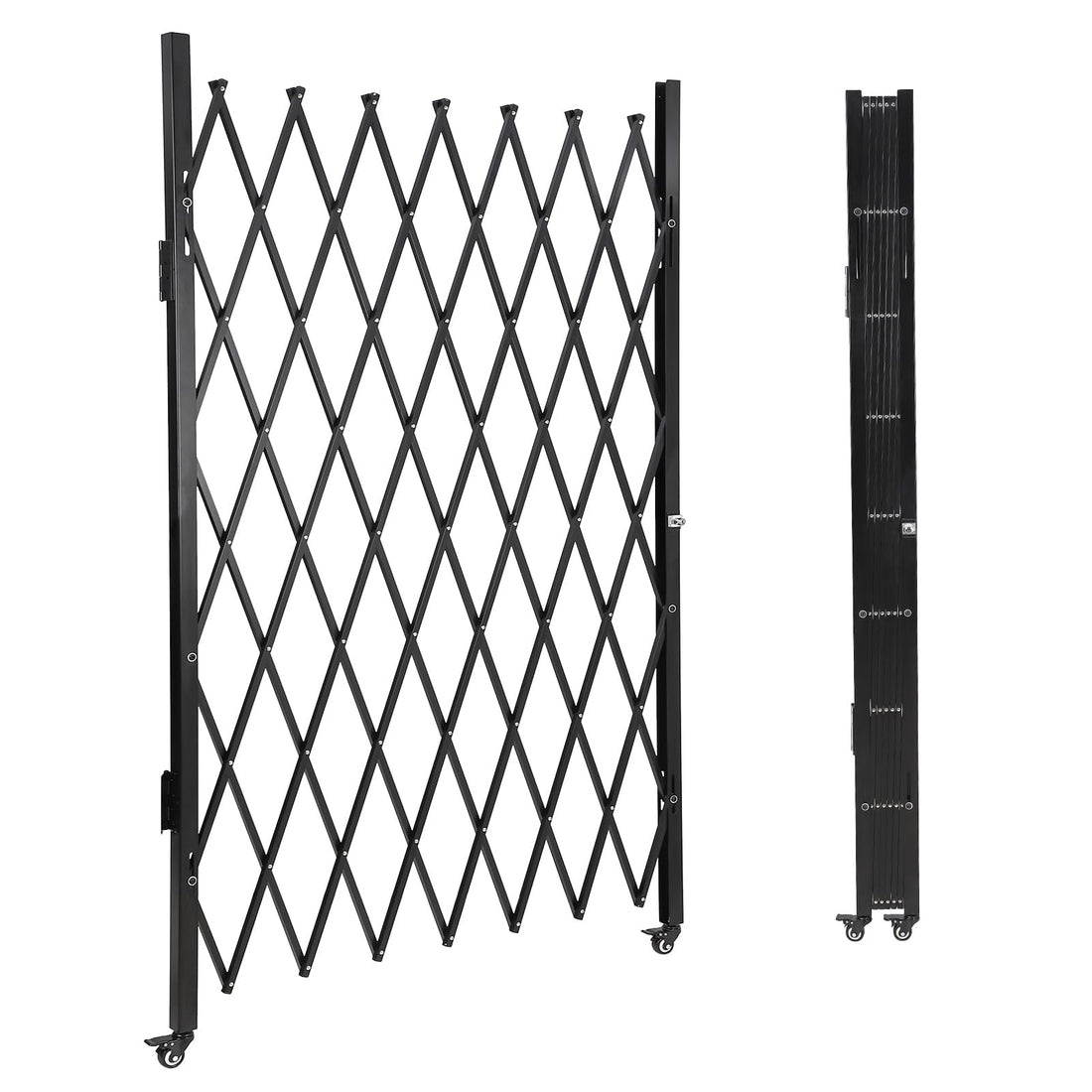 Garvee Barrier - Recinzione mobile per cani da cantiere, campeggio, 1,9 m, estensibile, recinzione anti-salto, acciaio nero