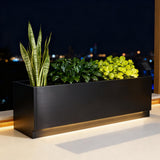 Garvee Fioriera LED 120x41 cm in Metallo con Luci Esterne per Giardino e Patio, Acciaio Robusto, Montaggio Snap, Nero