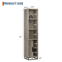 Mobiletto da bagno alto Garvee da 70" stretto con anta, ripiano regolabile, in legno, stile country moderno, nero, per cucina e soggiorno