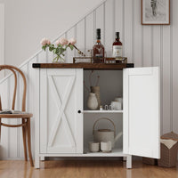 Credenza buffet da cucina Garvee con ante, ripiano regolabile, stile country, per cucina, soggiorno, sala da pranzo, bianca