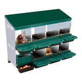 Garvee Scatola per Nidi Pollame 8 Fori con Vassoio Raccolta Uova, Ventilazione, Resistente, Salvaspazio, per Pollai e Fattorie - Verde