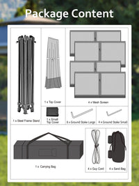 Gazebo pieghevole Garvee 13x13 con zanzariera, struttura in acciaio robusto, protezione UV UPF 50+, impermeabilizzazione, blu navy + grigio canapa, fisso in giardino