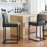 Set di 2 sgabelli da bar Garvee da 24", in similpelle, ergonomici e stabili, struttura in metallo, poggiapiedi, grigio, per isola da cucina e bar, altezza 34-38". - grigio