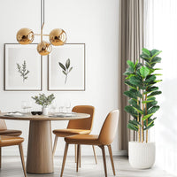Albero di fico artificiale Garvee da 5 piedi con 56 foglie, vaso in cemento bianco, rami regolabili per decorazioni interne ed esterne, poliestere resistente, verde