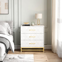 Cassettiera in legno Garvee per camera da letto, 3 cassetti, MDF, bianca, moderna, antipolvere, robusta, compatta, per corridoio o soggiorno