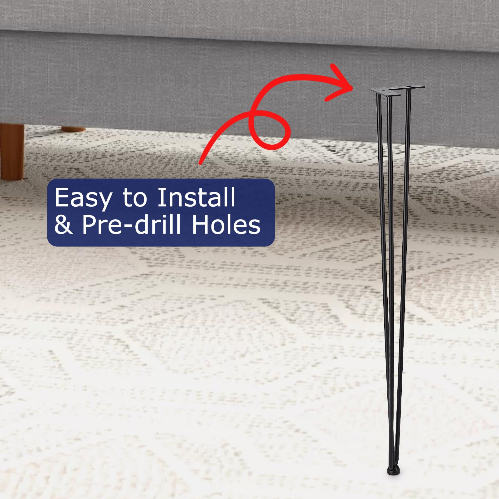 Gambe per mobili Garvee da 20 pollici - Gambe in acciaio resistenti per soggiorno e ufficio, perfette per la regolazione e la pulizia dei mobili