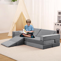 Divano modulare per bambini Garvee, set da 12 pezzi con piscina di palline per sala giochi, 47,2"x23,6"x11" grigio