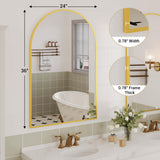 Garvee Specchio da Parete ad Arco 60x91 cm con Cornice in Alluminio Dorato, Vetro Temperato, Bagno e Camera da Letto, Design Versatile, Oro - Oro