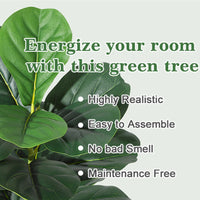 Albero di fico artificiale Garvee da 4 piedi con vaso in PP nero per la decorazione di casa e ufficio, design realistico, facile da pulire, resistente alle intemperie, materiale in seta