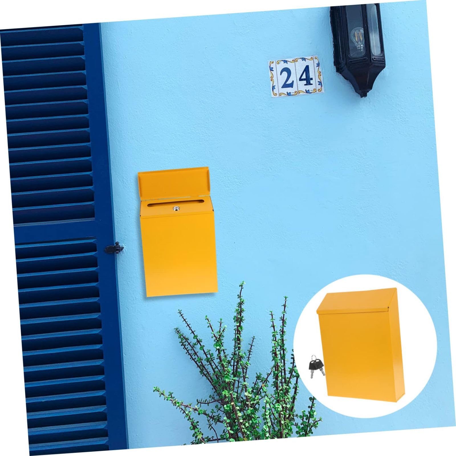 Cassetta postale in metallo Garvee con chiave, montaggio a parete, serratura di sicurezza, design retrò, rossa, per ufficio e giardino