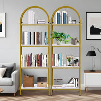 Libreria Garvee a 4 ripiani con arco, struttura in metallo, robusta per soggiorno e ufficio, 72x24x12 pollici, design moderno