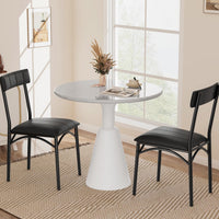 Set di 2 sedie da pranzo Garvee, in similpelle, ergonomiche, robuste, in MDF e acciaio, per cucina e appartamento, 47 cm di lunghezza x 43 cm di larghezza x 85 cm di altezza, nere