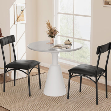 Set di 2 sedie da pranzo Garvee, in similpelle, ergonomiche, robuste, in MDF e acciaio, per cucina e appartamento, 47 cm di lunghezza x 43 cm di larghezza x 85 cm di altezza, nere