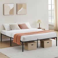 Garvee Queen Metal Bed Frame 14 pollici, struttura in acciaio robusto, silenzioso, antiscivolo, con contenitore, camera da letto, nero