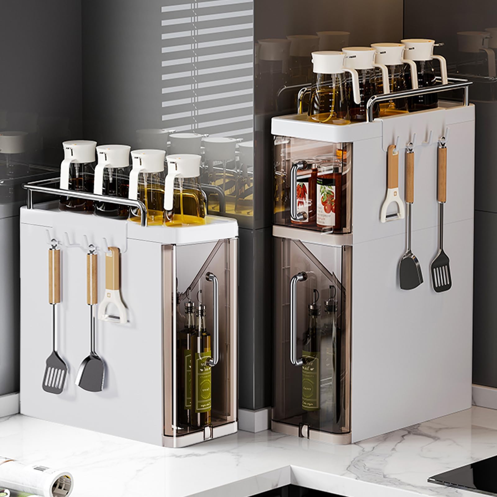 Porta spezie Garvee a 3 ripiani con cassetto, salvaspazio, robusto, per cucina e bagno, compatto, versatile