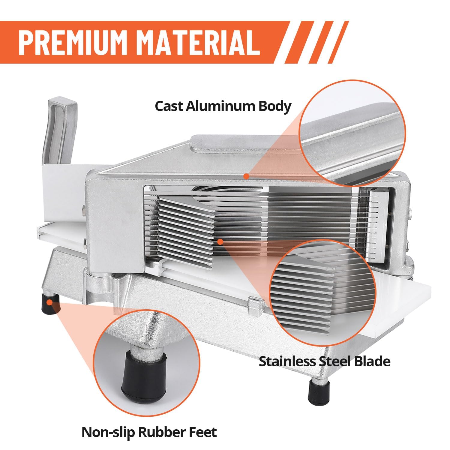 Affettatrice per pomodori Garvee da 10 mm in acciaio inossidabile, utensile da cucina con base antiscivolo per fette di pomodoro uniformi in ristoranti, mense e cucine domestiche