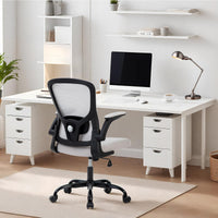 Sedia da ufficio ergonomica Garvee in rete con supporto lombare regolabile e braccioli pieghevoli per ufficio domestico, girevole a 360°, grigio