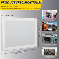 Finestra per concessioni Garvey con tenda da sole, telaio in alluminio, doppia chiusura a forcella, aste di sollevamento idrauliche, resistente alle intemperie, finestra per food truck, 48"x36"