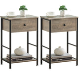Set di 2 comodini Garvee con cassetto e ripiano per camera da letto e soggiorno, gambe regolabili, grigio, robusto e sicuro - grigio