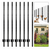 Garvee Pali Recinzione 6 Piedi in Metallo, 8 Pezzi, Rivestimento Antiruggine, Design U-Stabile, Verde, Giardino e Cortile - Black