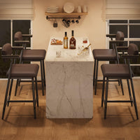 Set di 2 sgabelli da bar Garvee, 26,5" imbottiti, ergonomici con braccioli, seduta ampia e confortevole, struttura in metallo, poggiapiedi, marrone, per cucina e bar