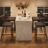 Set Garvee 4 Sgabelli da Bar Altezza Bancone con Braccioli, Seduta Imbottita, Schienale Ergonomico, Metallo, Grigio e Marrone, Cucina e Bar - Retro Brown