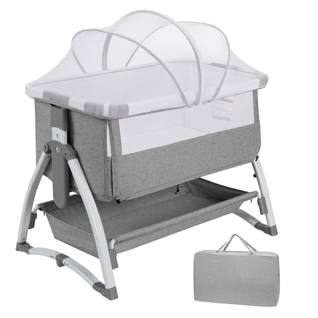 GARVEE Lettino per bambini, Culla per bambini, Lettino da comodino 4 in 1, Lettino da viaggio per bambini