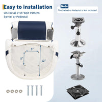 Sedile alto per barca Garvee con braccioli, supporto pieghevole per barche da pesca e pontoni, ergonomico, resistente alle intemperie, cerniere in alluminio, antiruggine