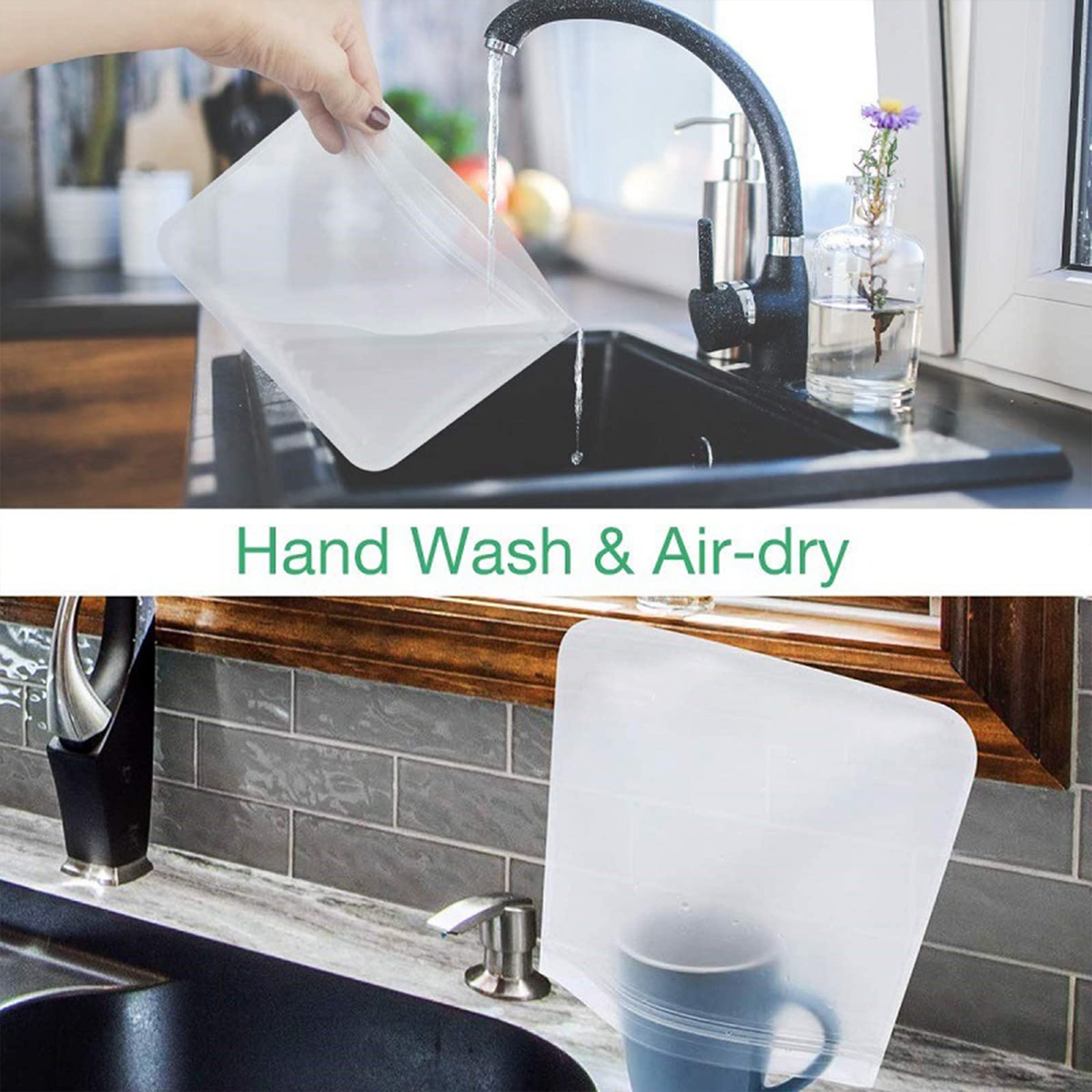 Sacchetti per alimenti riutilizzabili Garvee, set da 6 pezzi, senza BPA, per cucina e conservazione, adatti al congelatore, versatili