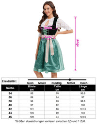 Garvee Dirndl da donna, abito tradizionale corto, midi, set completo, verde, taglia 34, per l'Oktoberfest