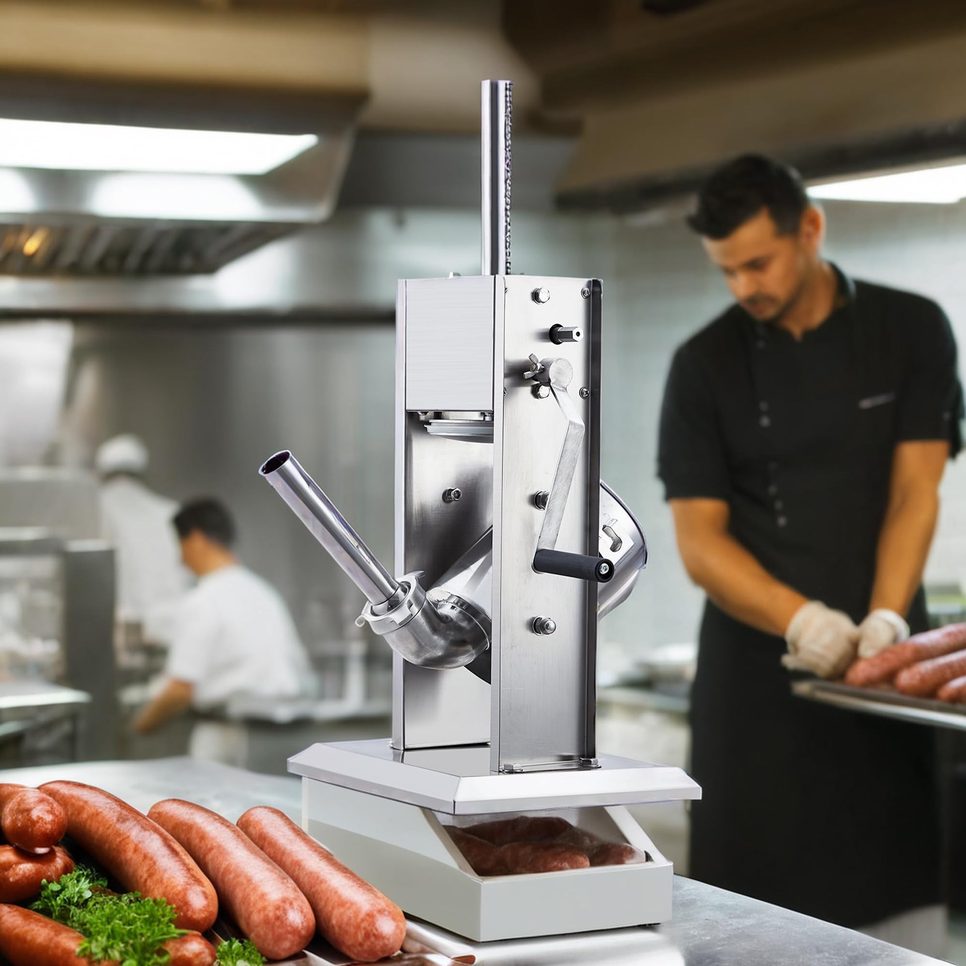 Insaccatrice Salsicce Garvee 3 Litri Acciaio Inox Manuale Festa del Papà – 5 Tubi e Doppio Scarico per Riempimento Perfetto