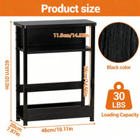 Tavolino laterale stretto Garvee, 3 ripiani con portariviste per soggiorno e camera da letto, 18,11x7,87x25,2 pollici, nero