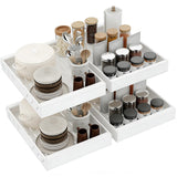 Garvee Organizer Estensibile Per Sotto Lavello In Acciaio Al Carbonio, Sistema Salvaspazio Con Estrazione Scorrevole, Bianco, 58x44cm, Per Cucina E Bagno - 