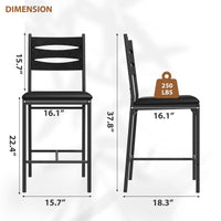 Garvee set di 4 sgabelli da bar in legno con rivestimento in Ecopelle, schienale e poggiapiedi per cucina e soggiorno, stabili, comodi