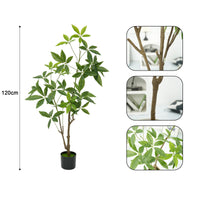 Albero dei soldi artificiale Garvee, 4 piedi, Pachira da interno, portafortuna, facile da pulire, foglie personalizzabili, durevoli, decorazione per ufficio e soggiorno, verde