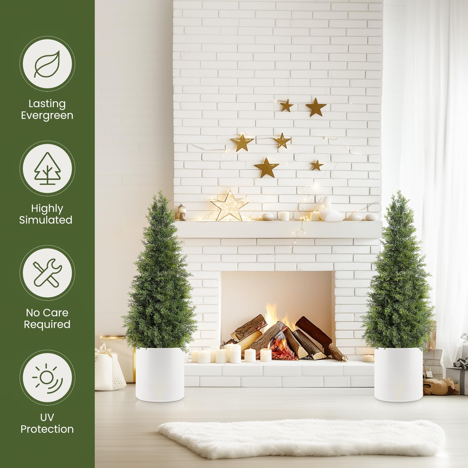 Albero di cedro artificiale Garvee da 36 pollici, resistente ai raggi UV, realistico, tronco di legno, resistente alle intemperie per uso interno ed esterno, decorazione natalizia verde