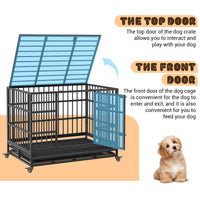 Garvee Heavy Duty Dog Crate da 42,5 pollici con doppie porte, ruote girevoli a 360°, metallo, vassoio rimovibile, pieghevole, per cani di piccola e grande taglia, per interni