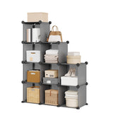 Garvee Organizer 9 Cubi Modulari Robusto Scaffale Anti-Ribaltamento Acciaio e Plastica Per Casa e Ufficio 30x30x30 cm Nero - Grigio
