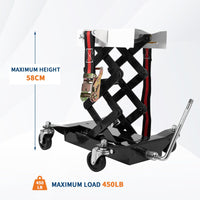 Cric per trasmissione Garvee per impieghi gravosi, capacità di carico di 450 libbre, altezza regolabile, acciaio, blocco di sicurezza, base larga, per officina e garage, nero