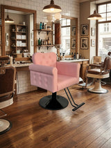 Garvee Sedia da Salone per Parrucchiere in Pelle PU Rosa con Sollevamento Idraulico e Girevole 360° per Saloni e Spa - Pink