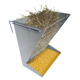Garvee Mangiatoia da Parete per Capre 2 in 1 Acciaio Zincato Resistente Regolabile per Fattorie e Pascoli - Argento
