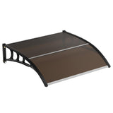 Garvee Tenda da Sole per Porta d'Ingresso 120x80 cm, Copertura in Alluminio e Policarbonato, Trasparente, Resistente a Urti e Temperature Estreme, Facile Installazione, Grigio - Marrone