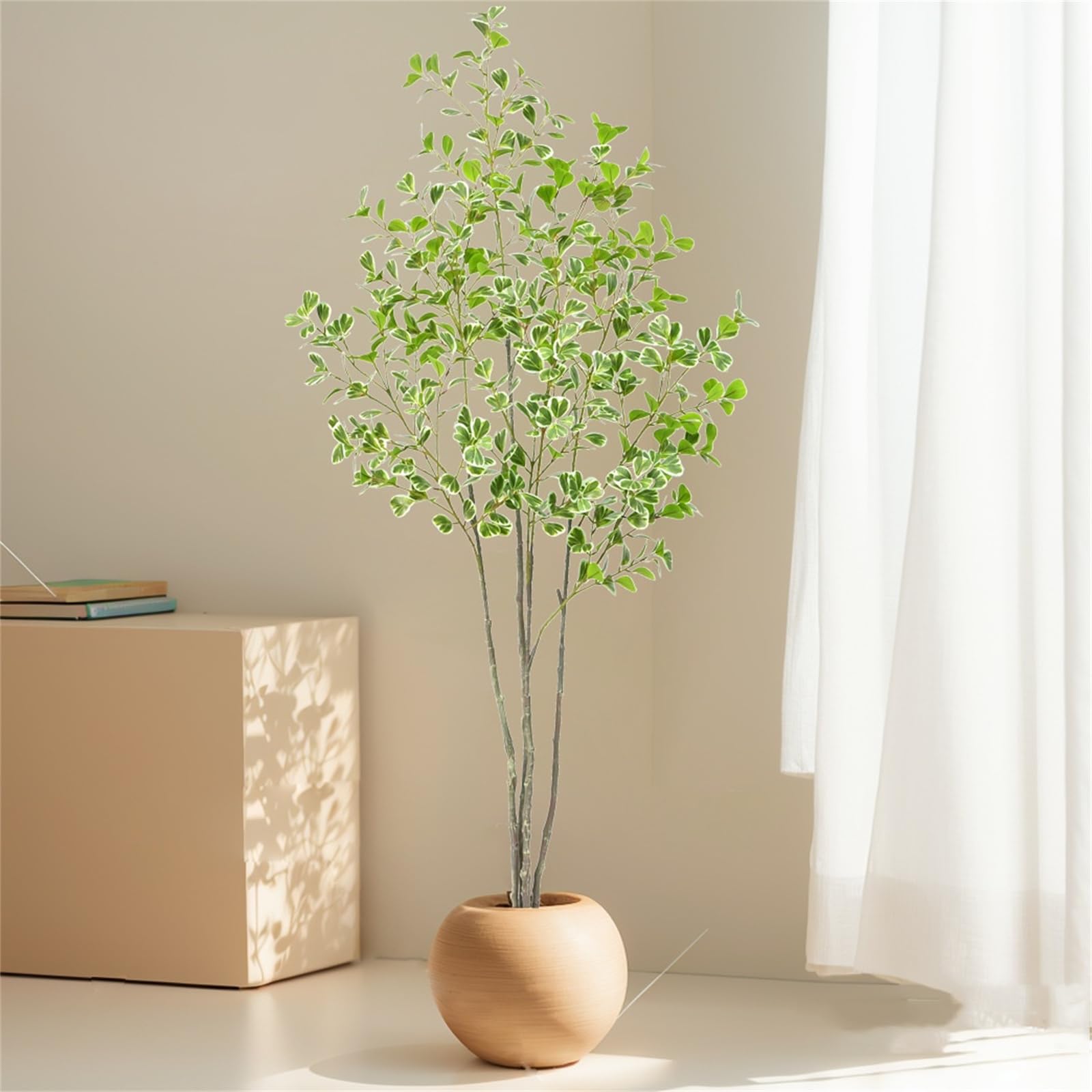 Albero di ficus artificiale Garvee da 4 piedi con rami regolabili per soggiorno e ufficio, facile da pulire, design del vaso stabile, verde